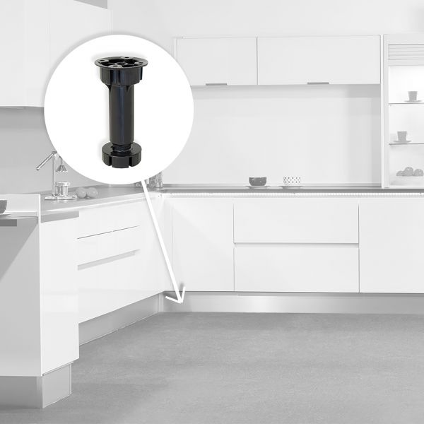 Emuca Kit Pé Nivelador Bone Móvel, 120, Plástico Preto, Aço e Plástico - 2032217