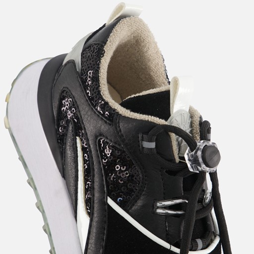 Barst! Glitter Sneakers zwart Leer