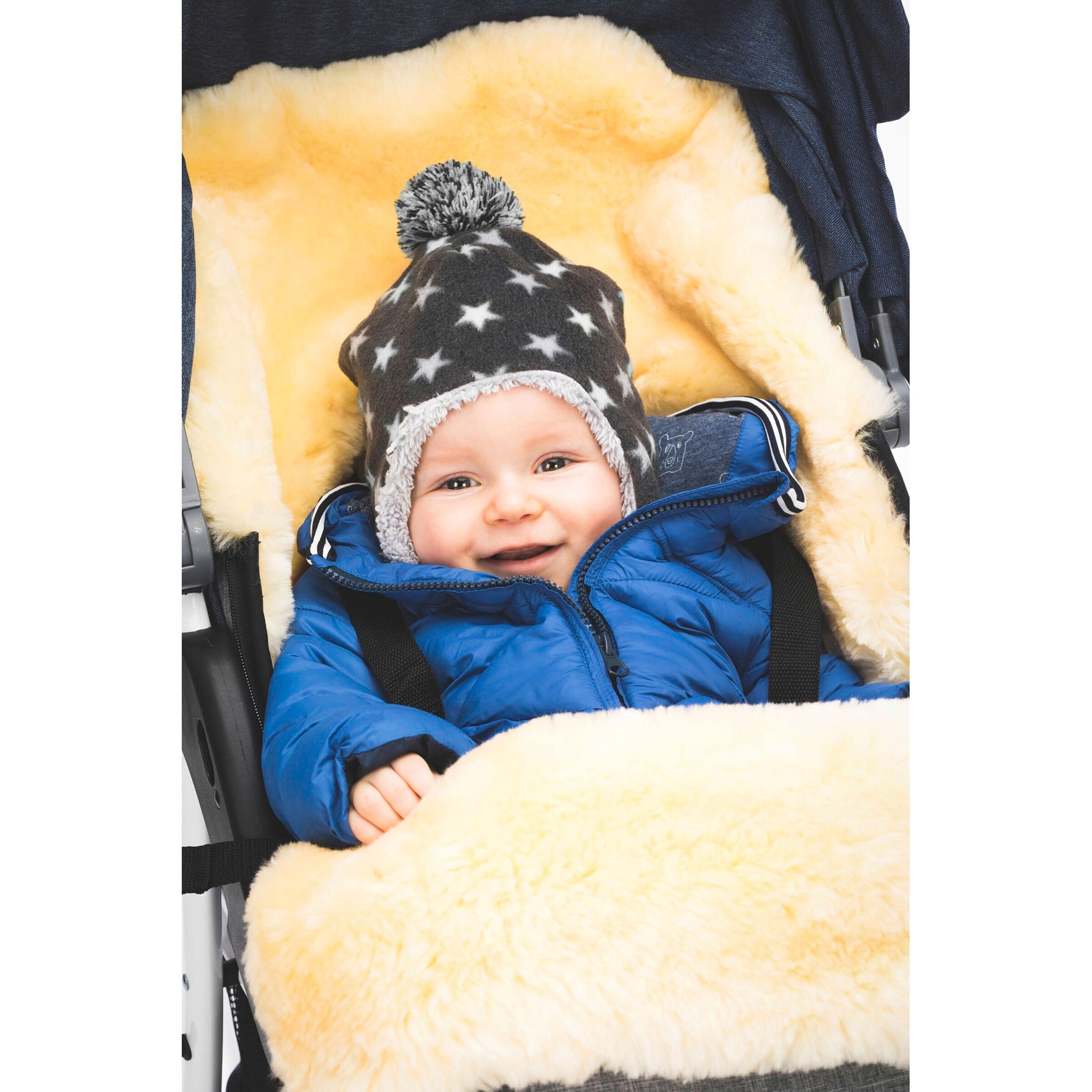 babycab Lammfell-Fußsack Skaidi für Kinderwagen, Buggy schwarz