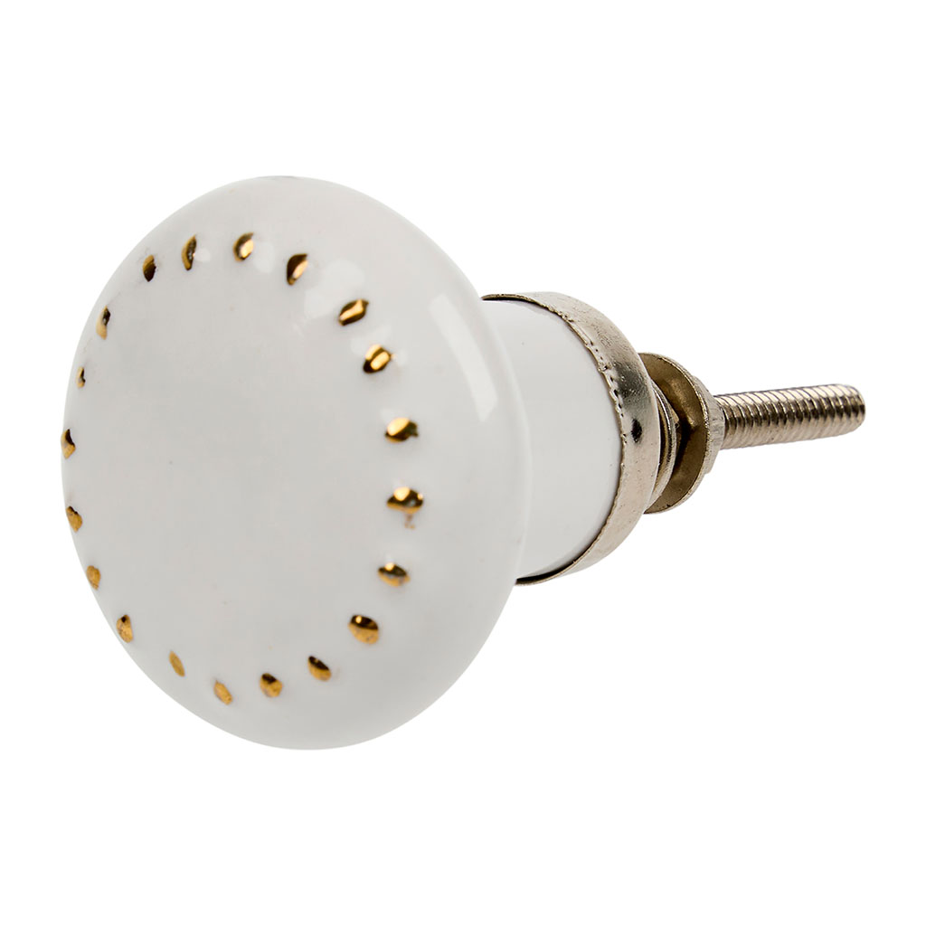 Bouton de meuble céramique grains blanc