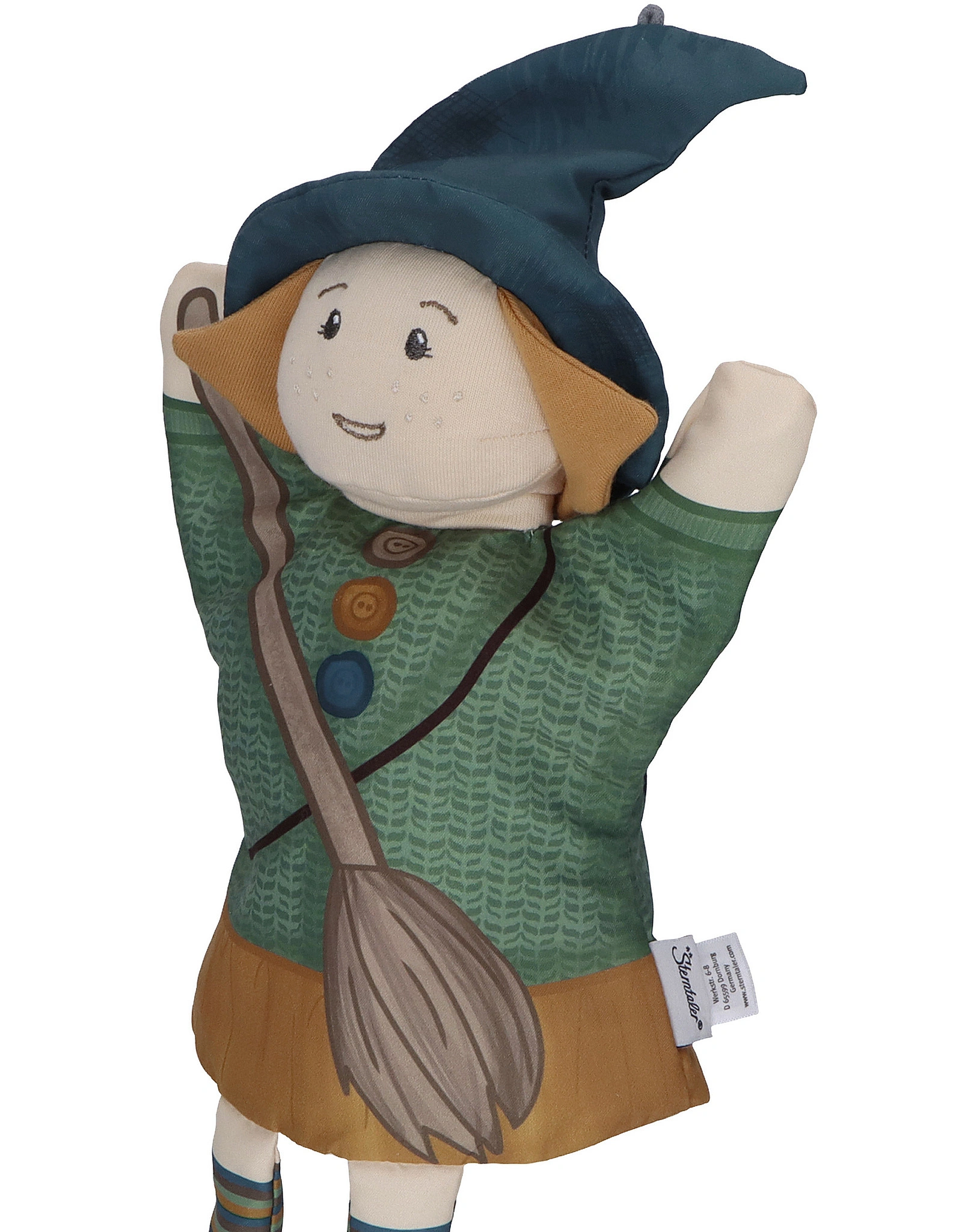 Handpuppe HEXE (38cm) in mittelgrün