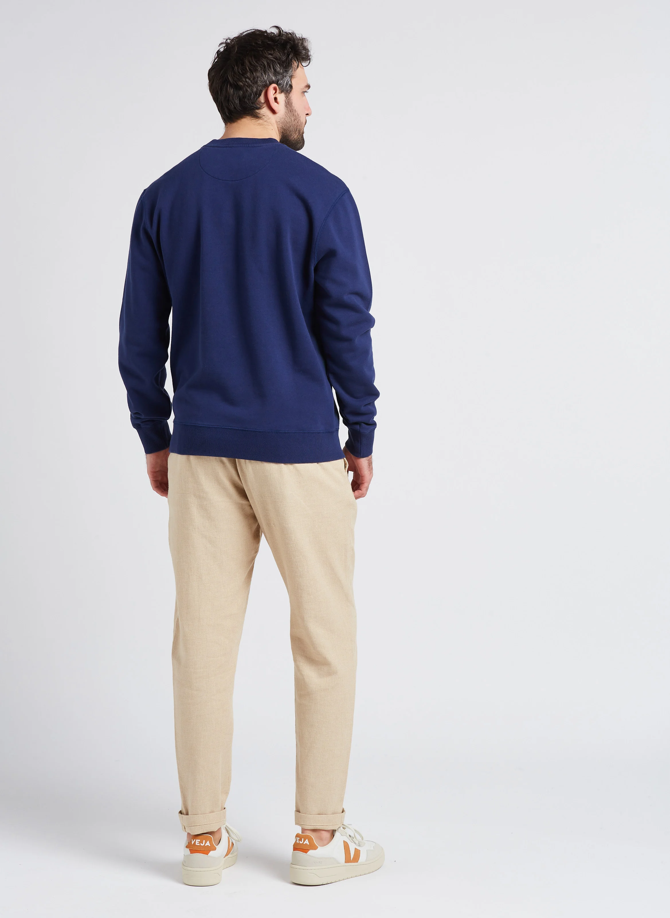Pantalon droit en coton bio mélangé| Beige