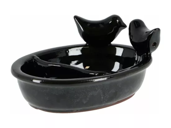 Bain oiseau en terre cuite noire Oiseaux