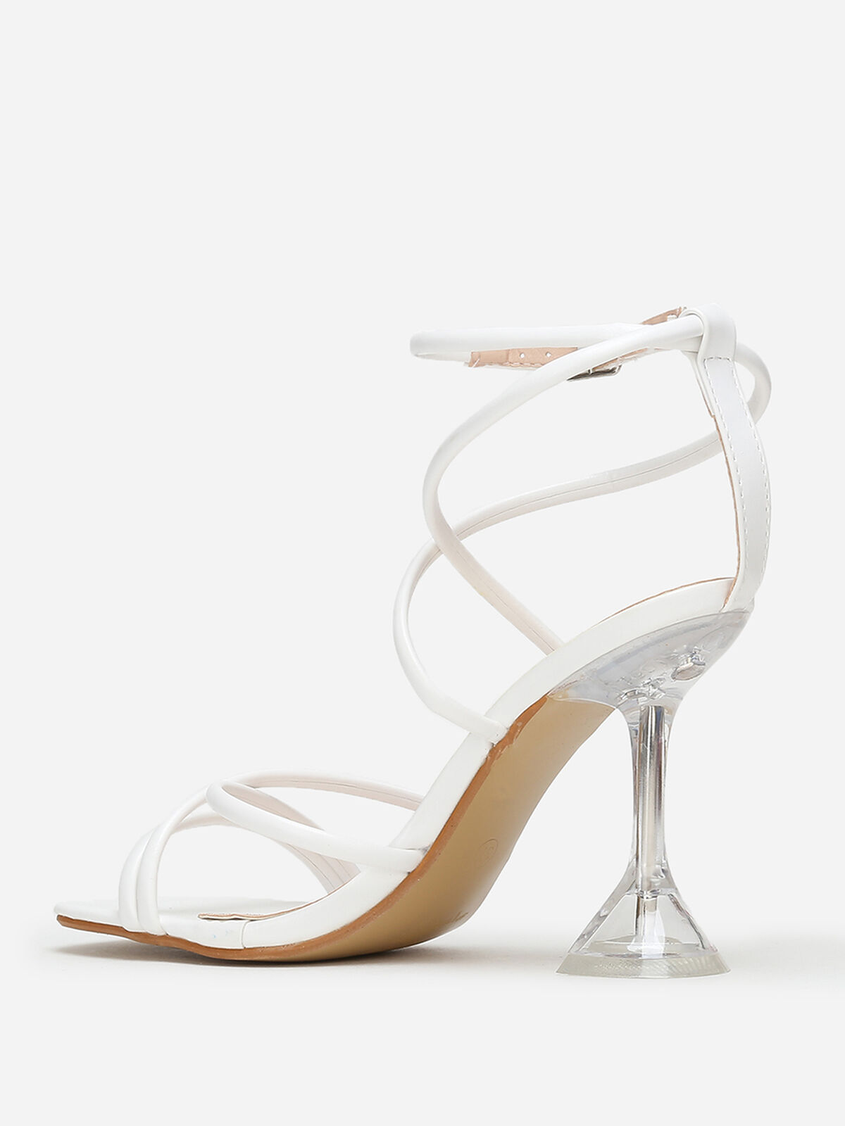 Sandales à talon bobine transparent- Blanc