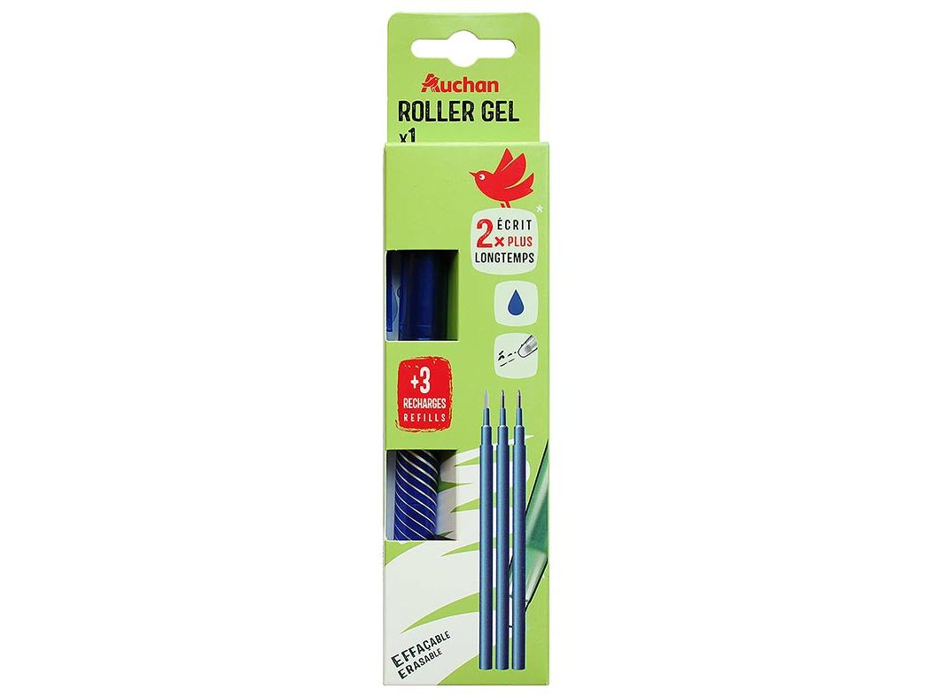 CANETA GEL APAGÁVEL AUCHAN AZUL   3 RECARGAS
