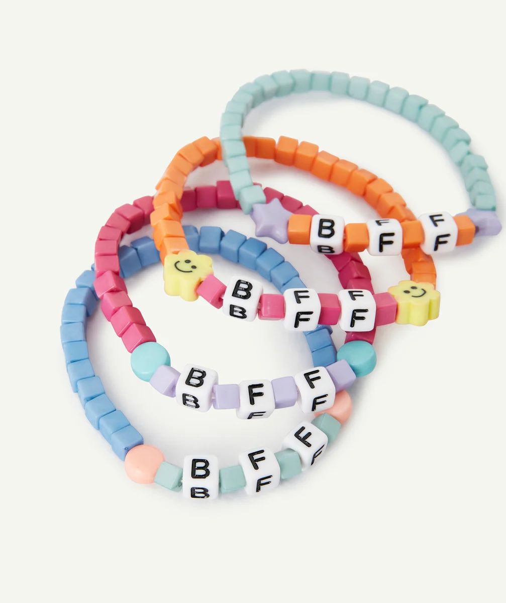LOT DE 4 BRACELETS D'AMITIÉ FILLE AVEC PERLES COLORÉES