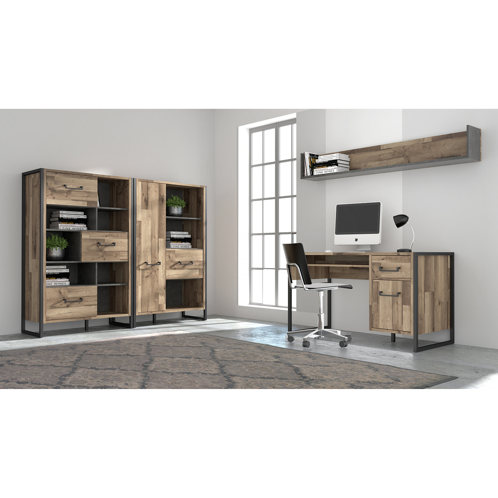 Regal - Stabeiche - Betonoptik - 94 cm breit