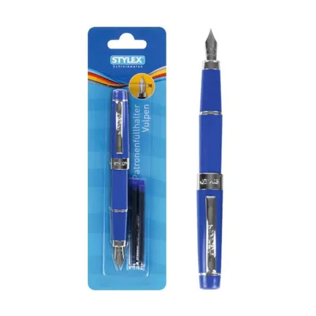 Stylex Füllfederhalter inklusive 3 Maxi Tintenpatronen, blau