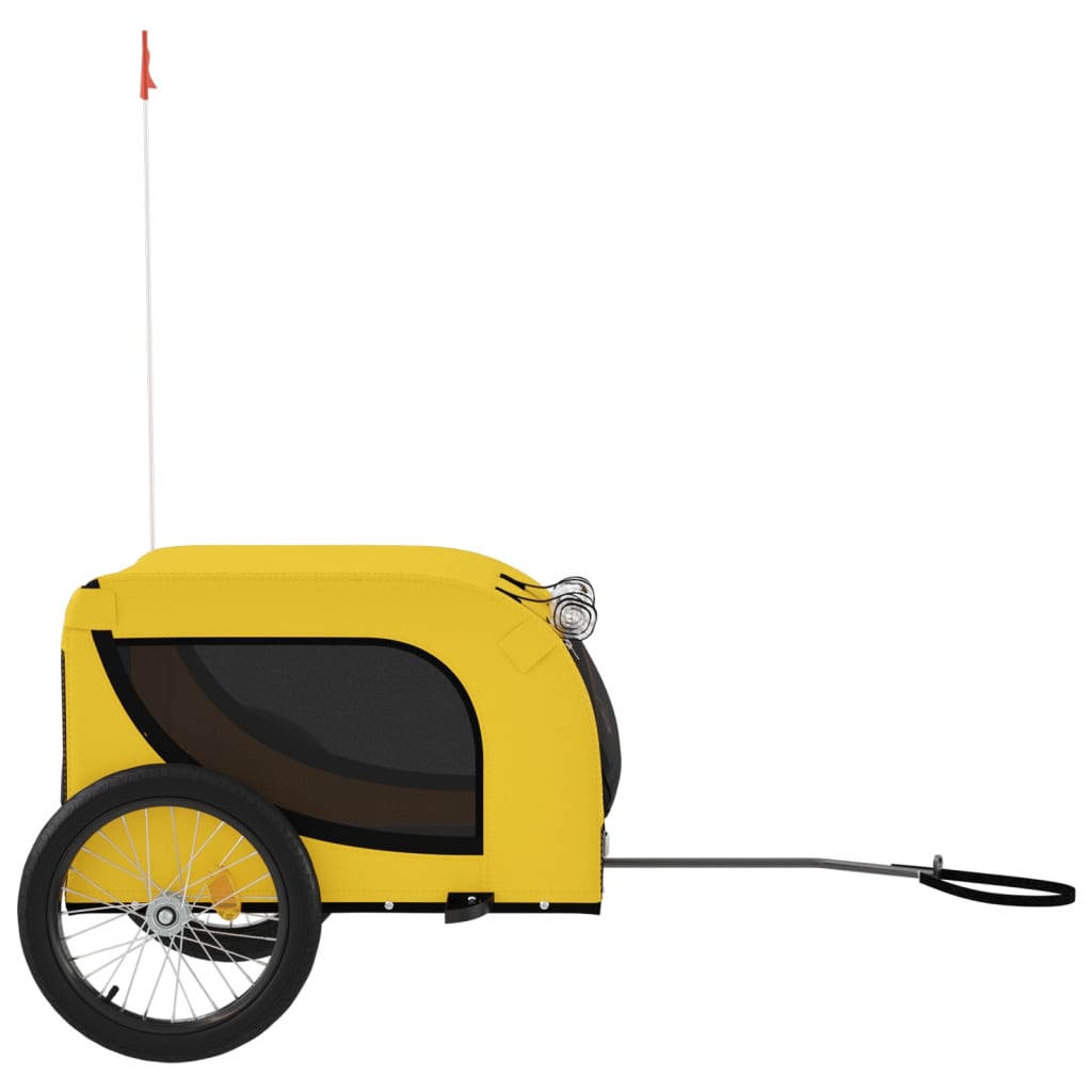 vidaXL Reboque para Bicicleta para Cães em Tecido Oxford de Ferro Amarelo e Preto