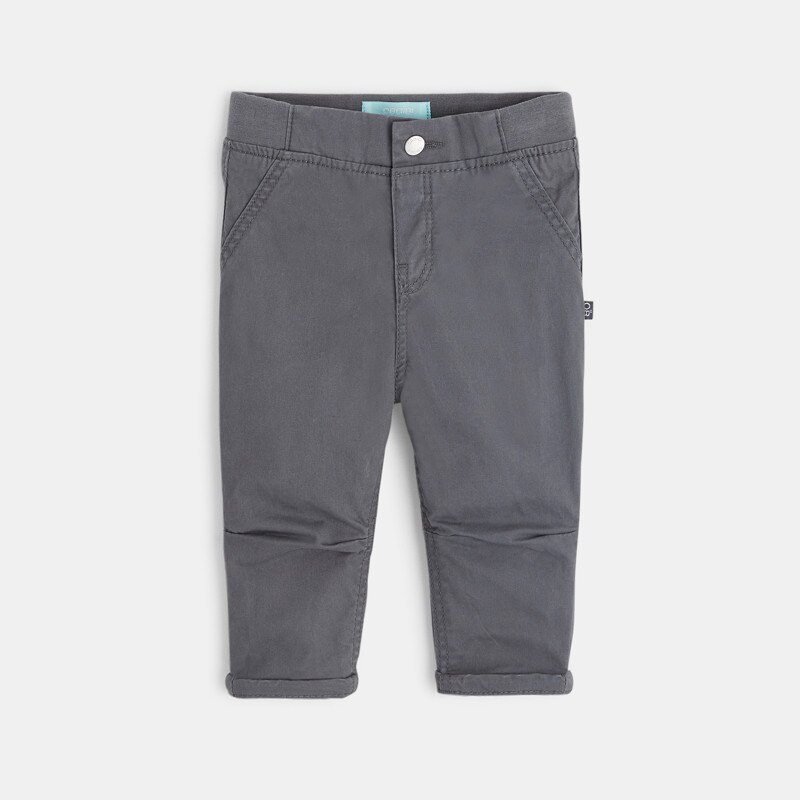 Pantalon toile effet denim doublé gris bébé garçon Gris ou noir