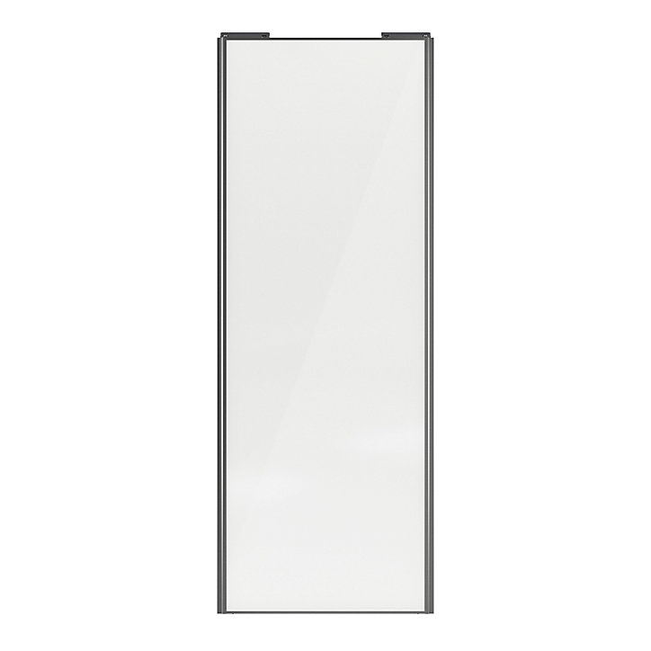 Porte de placard coulissante blanc brillant profil gris GoodHome Arius H. 248,5 x L. 92.2 cm + amortisseurs