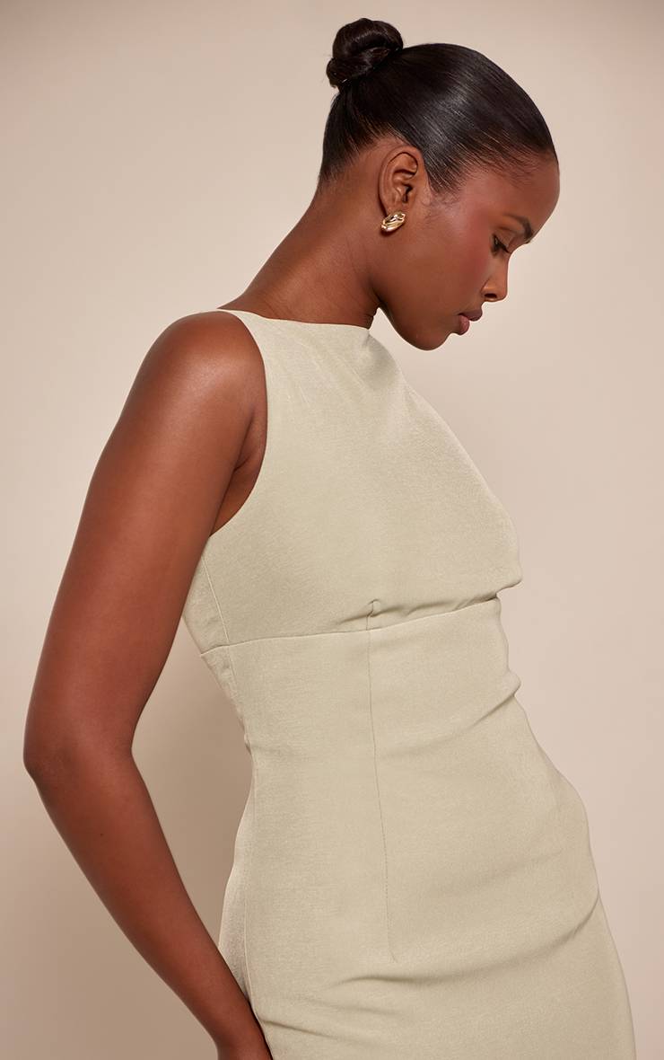 Vert Sauge Robe Maxi Premium À Dos Échancré