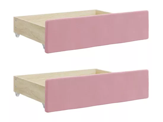 Lit de jour avec gigogne et tiroirs sans matelas rose 90x200 cm