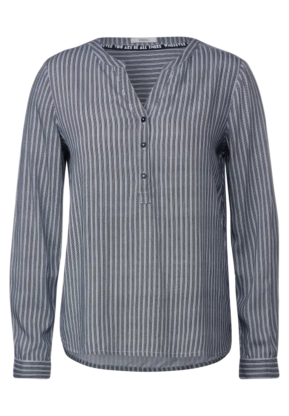 Viskose Streifenbluse - universal blue