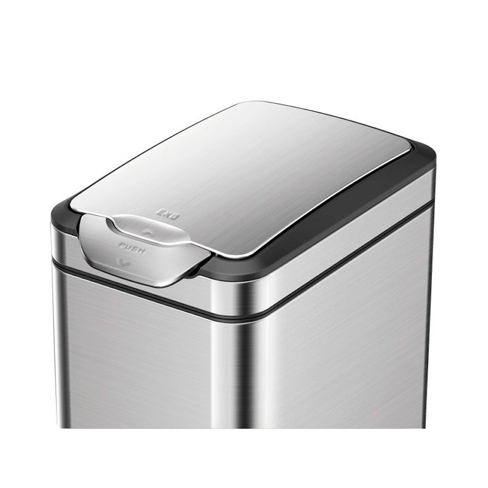 PROREGAL Modern ontworpen afvalbak van geborsteld roestvrij staal 30 liter HxBxD 66,5 x 40 x 25,2 cm Zilver