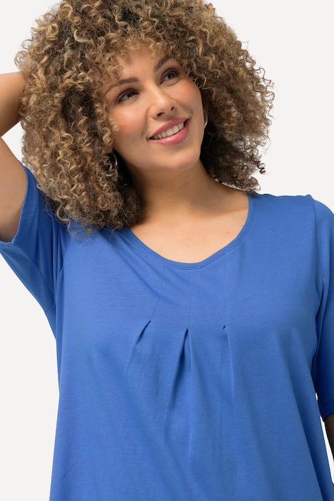 T-Shirt, Zierfalten, A-Linie, Rundhals, Halbarm, Modal
