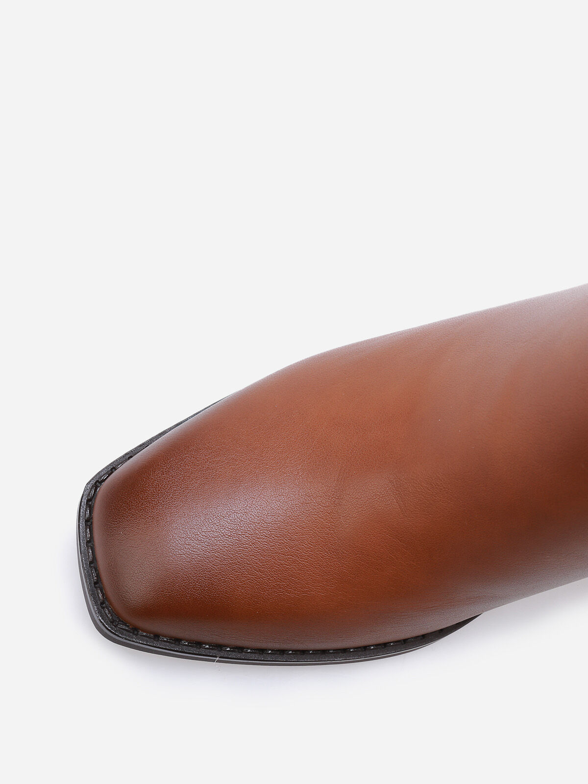 Bottines à talon carré et mors doré- Camel