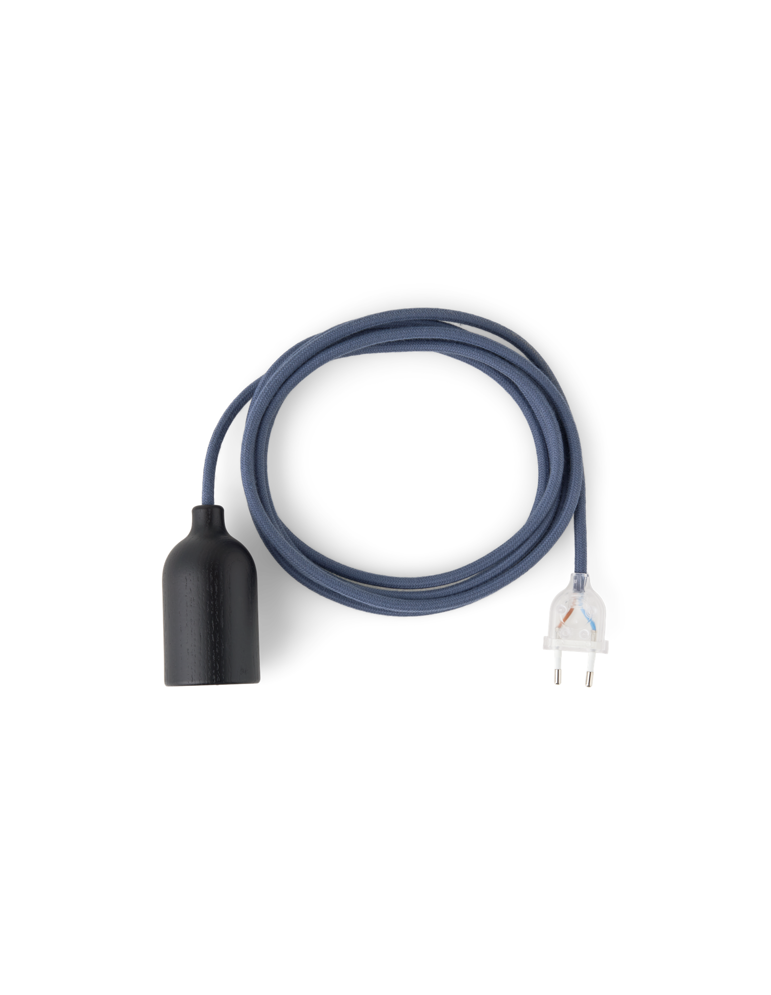 Plug-in pendellampe Wenge | Tekstilkabel/birketræ og termoplastisk fatning.  2,5 m. E27. | Anthracite, Dark Wood | Creative Cables