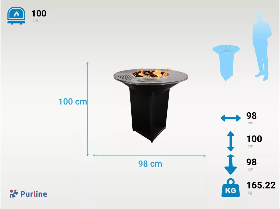 Barbecue brasero avec plaque d'acier de 100 cm