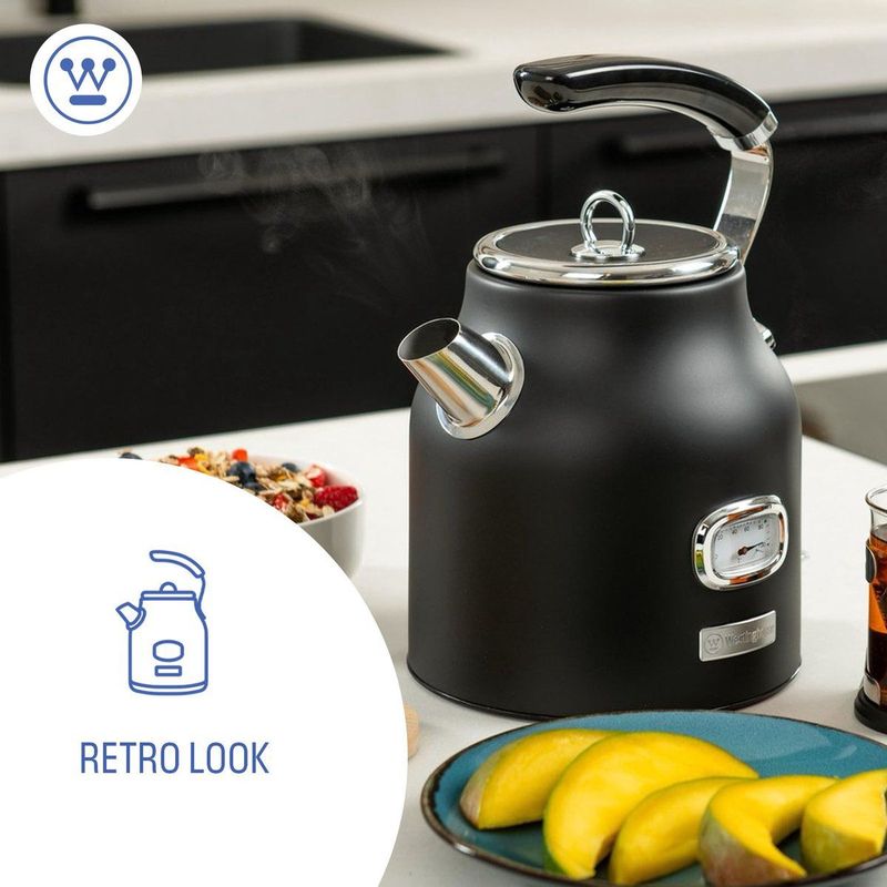 Westinghouse Retro Waterkoker - Zwart - 1,7L - BPA-vrij - 2200W