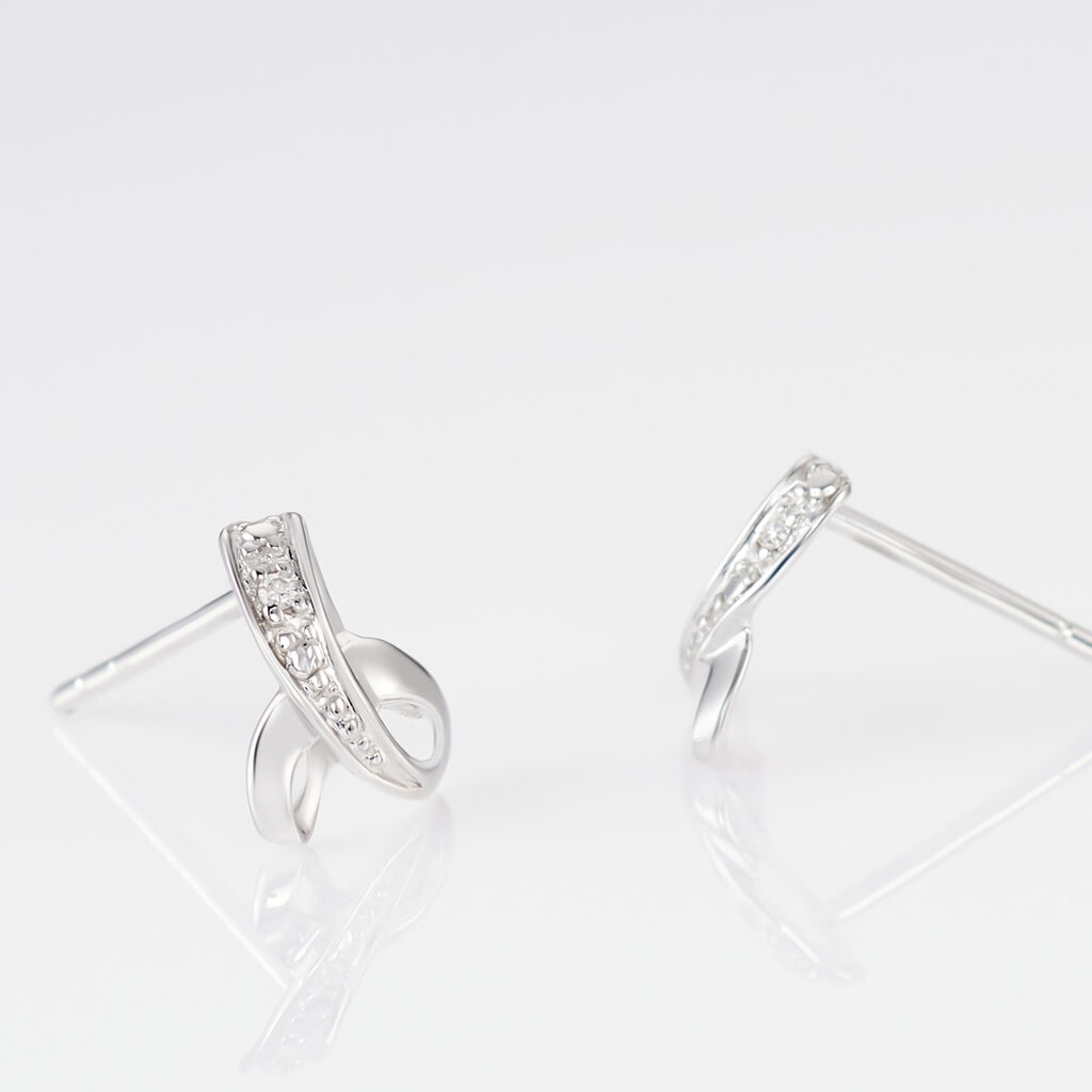 Boucles D'oreilles Puces Volute Or Blanc Diamant