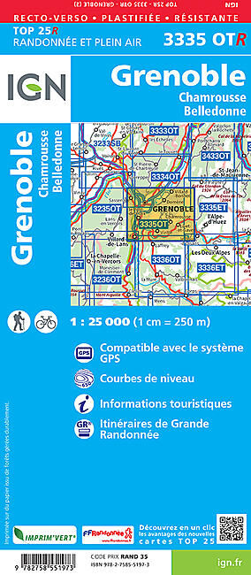 IGN - TOP25R 3335OTR GRENOBLE CHAMBROUSSE 1 25 000