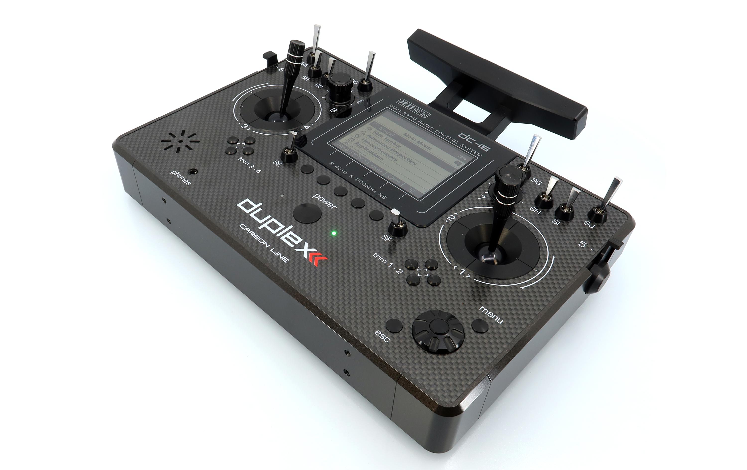 Fernsteuerung DC-16 II Carbon Line Schwarz mit R10 Empfänger<br>Professioneller Jeti Duplex 2.4 GHz Sender