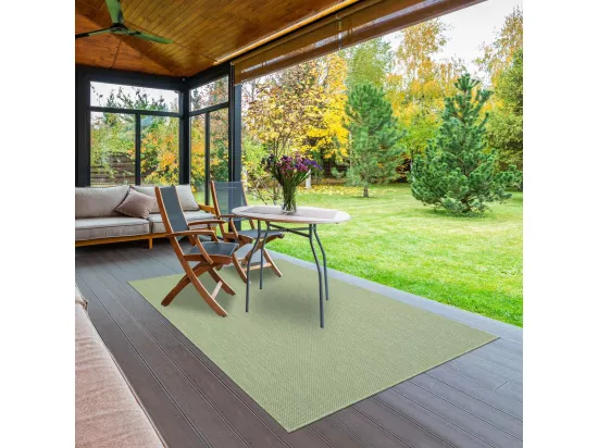 Tapis extérieur 200x280 tissé kilim vert EXTUNI