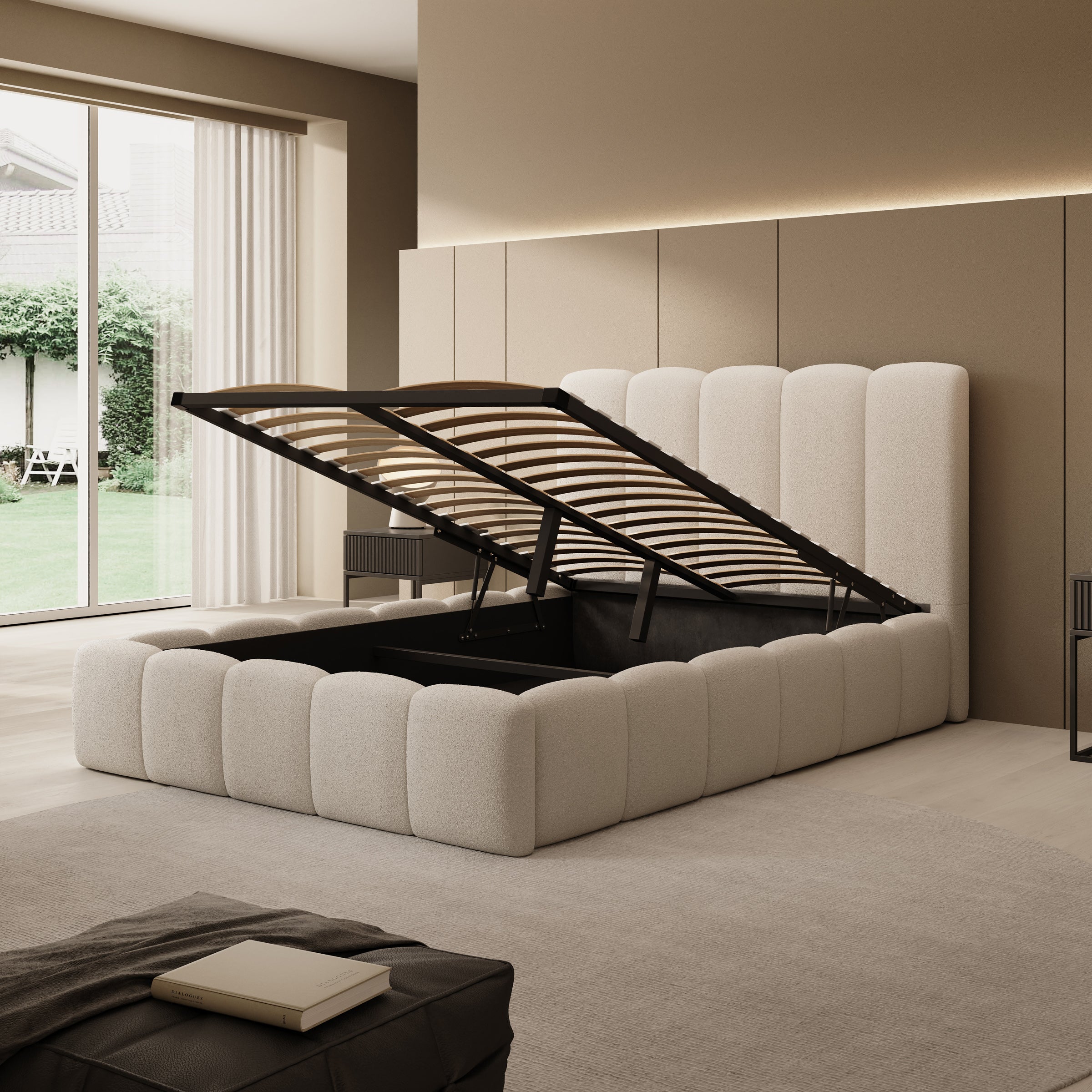 Vesna - Tweepersoonsbed - Teddystof beige - 140x200 cm