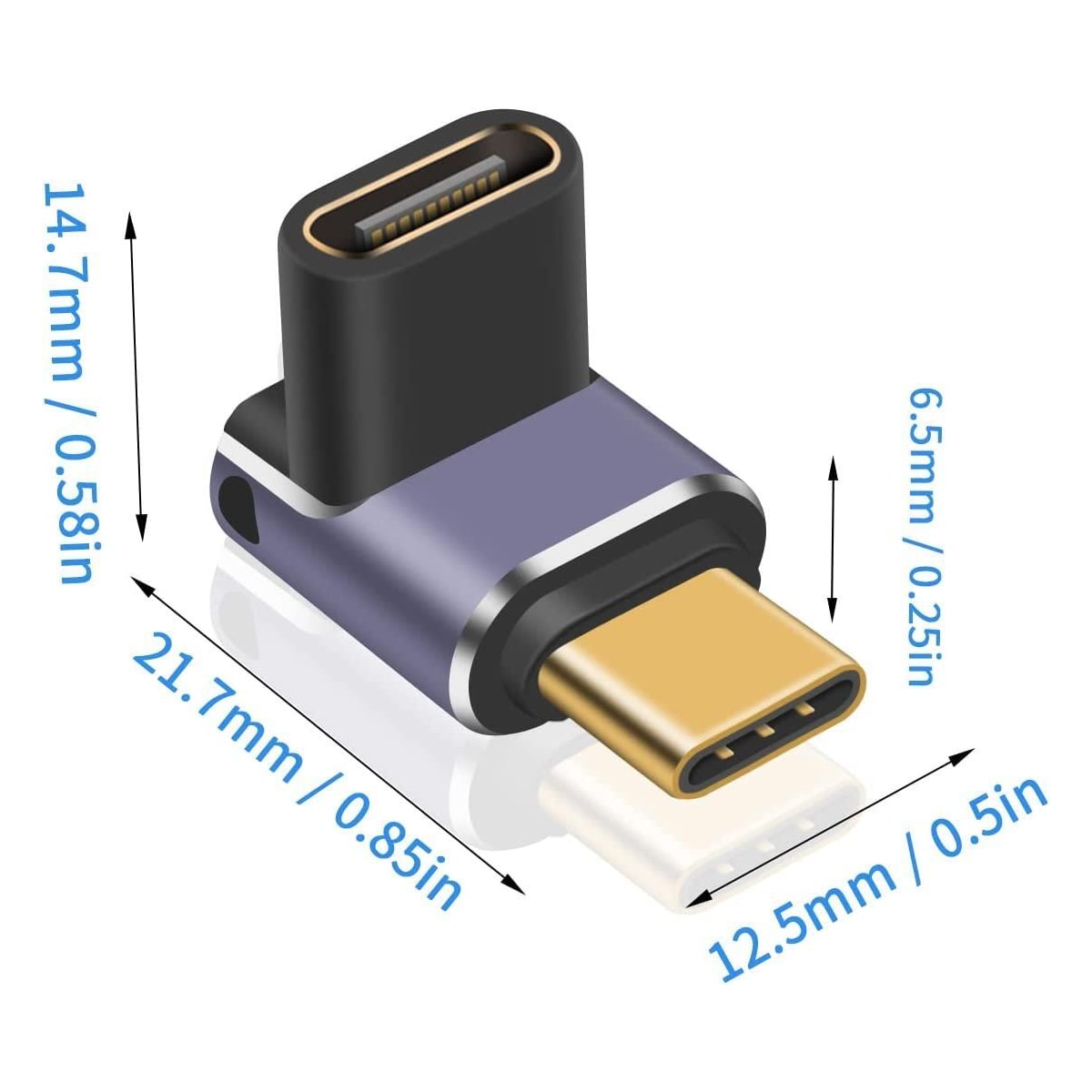 NÖRDIC USB4 vinklet adapter hann til hunn 40G 8K60Hz PD100W