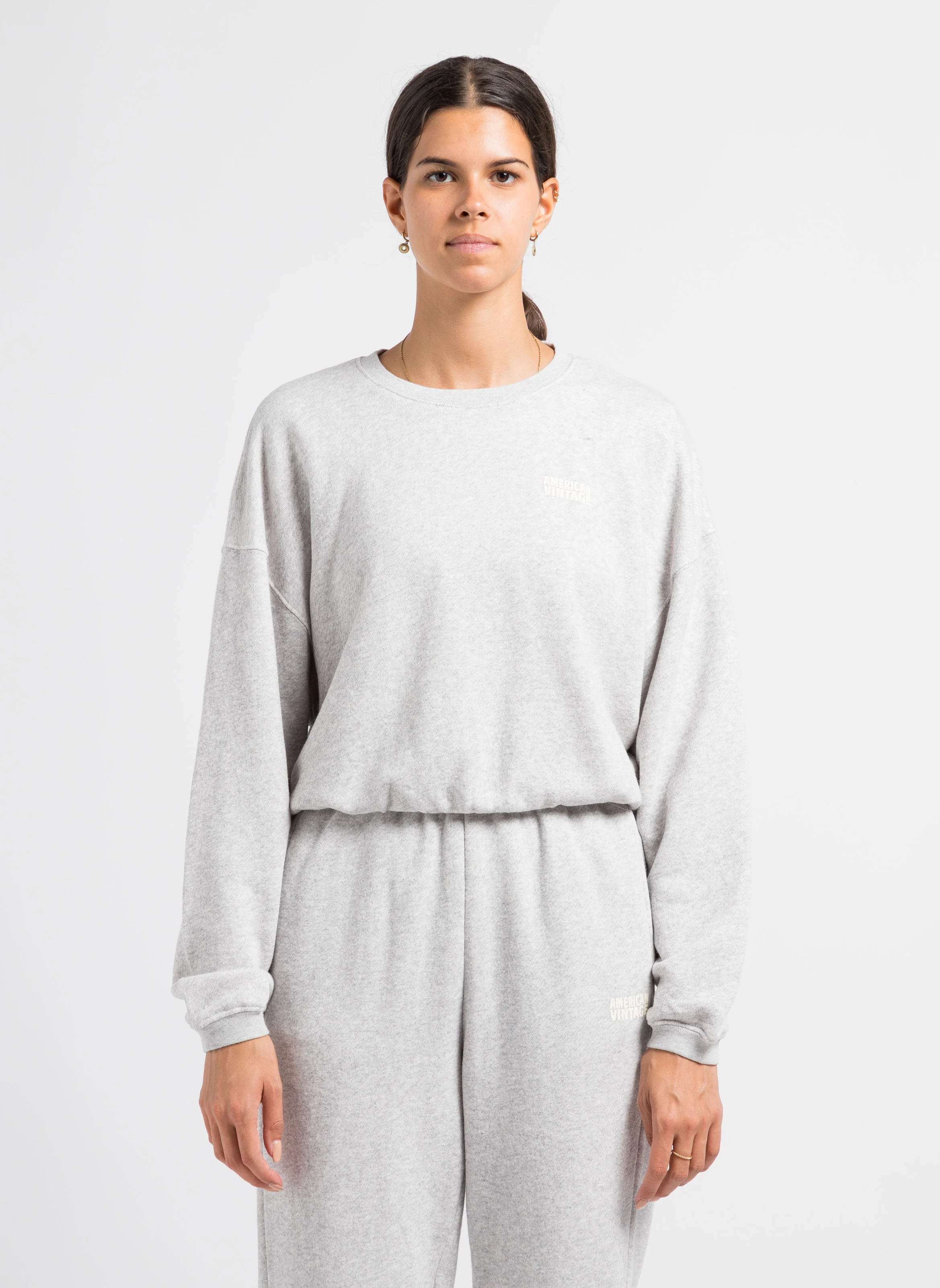 KODYTOWN - Pull col rond sérigraphié en coton | Gris