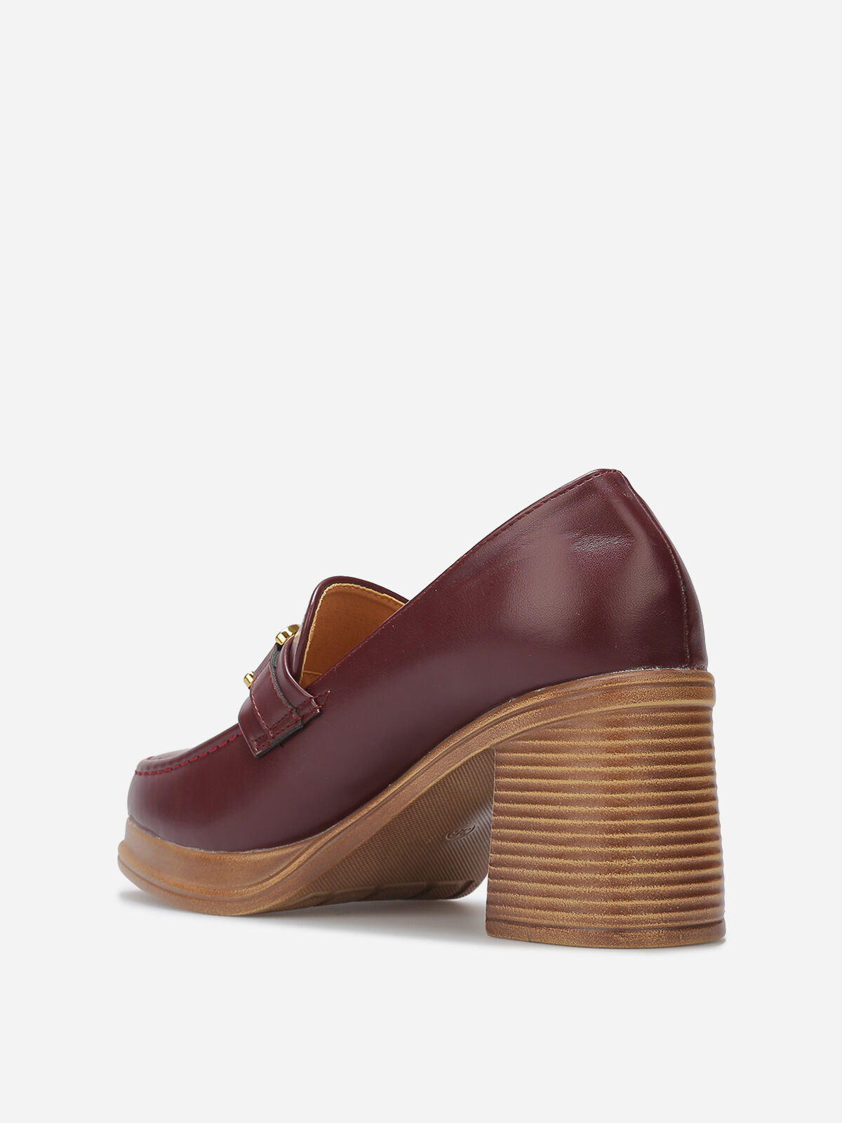 Mocassins à talon et boucle dorée- prune