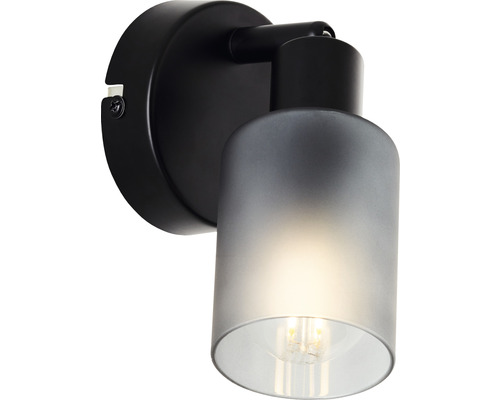 Wandspot, 1-lichts, HxBxD 13x8x16 cm, zwart/rookglas