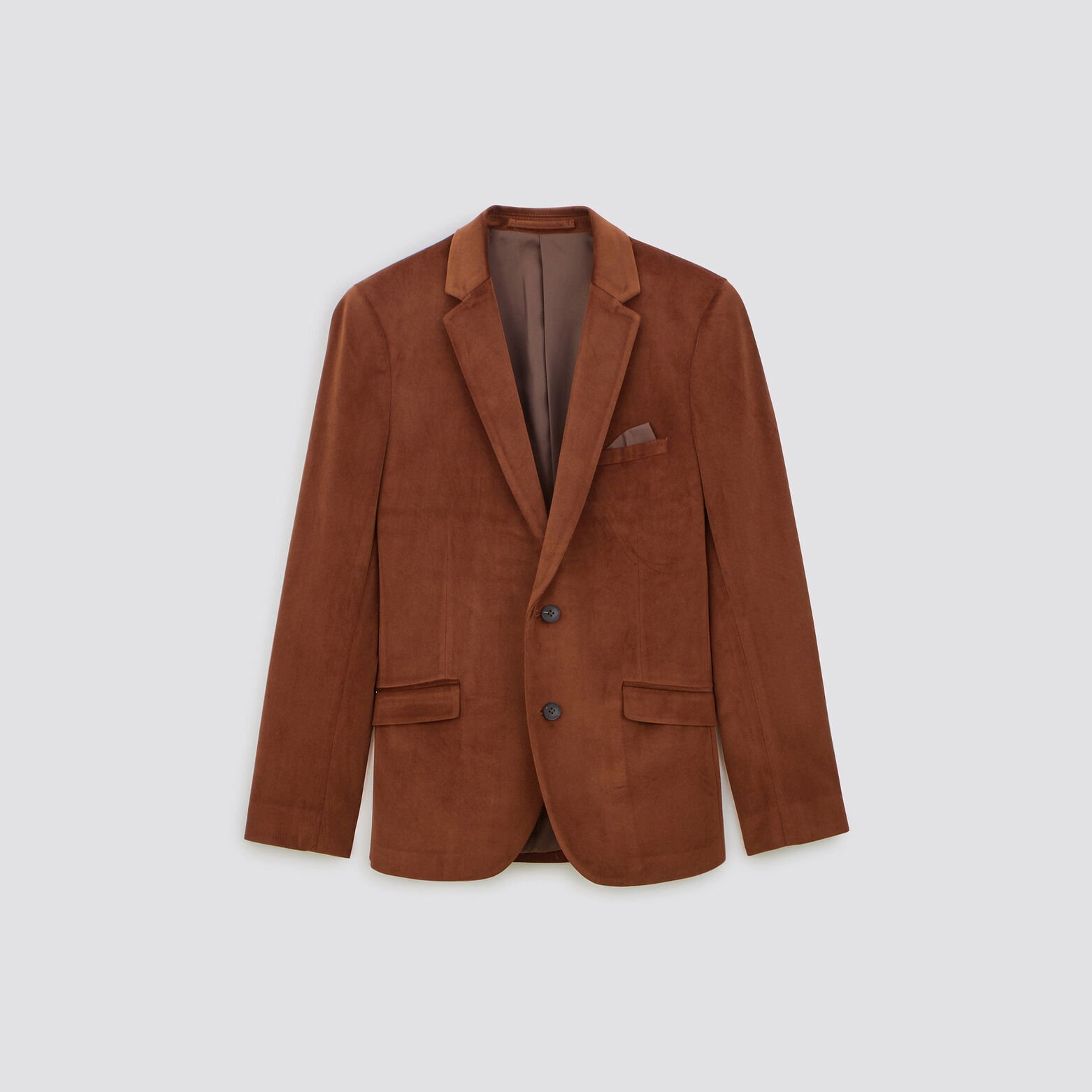 Veste slim en velours Marron