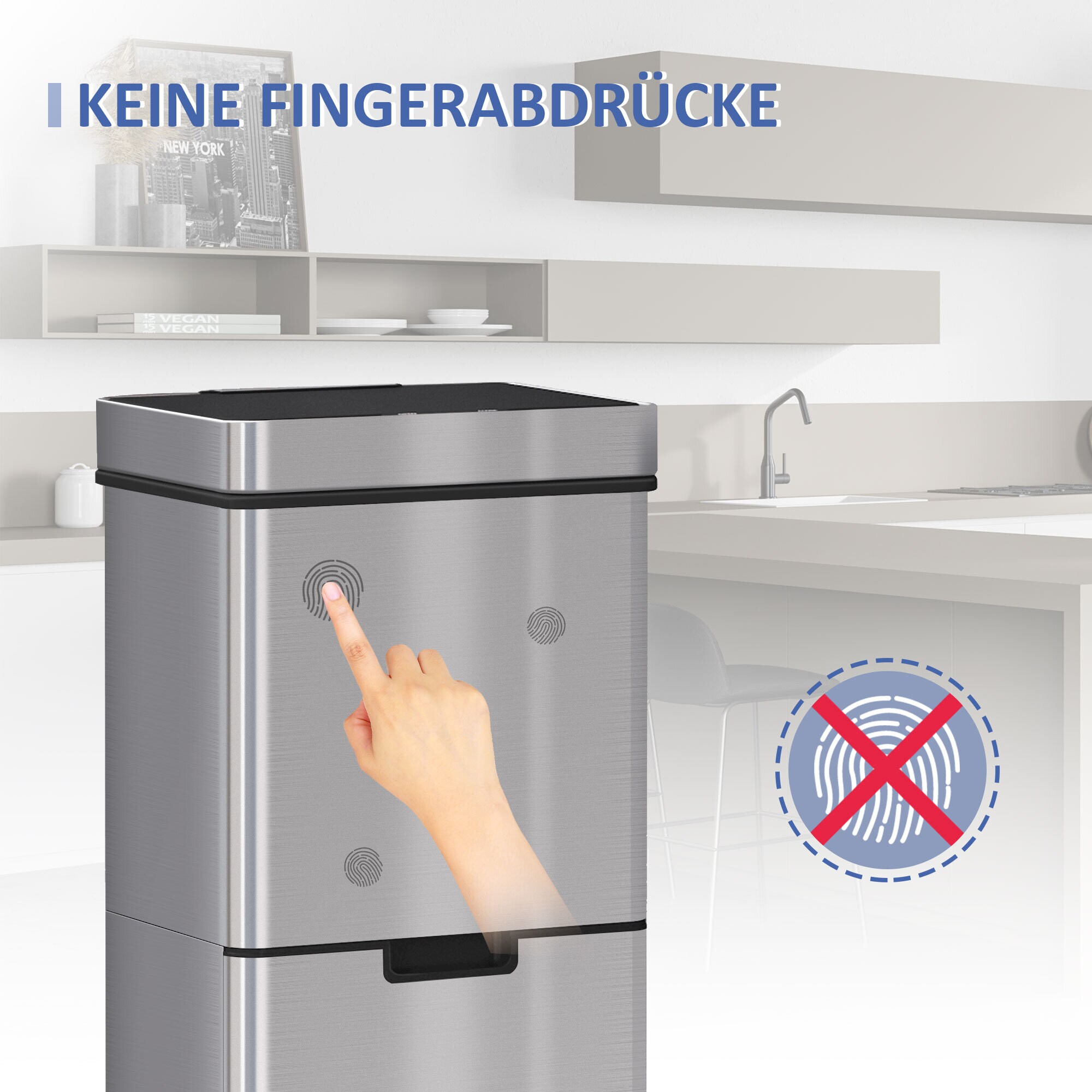 HOMCOM Abfalleimer mit Sensor silber 42 x 30 x 81 cm (LxBxH)