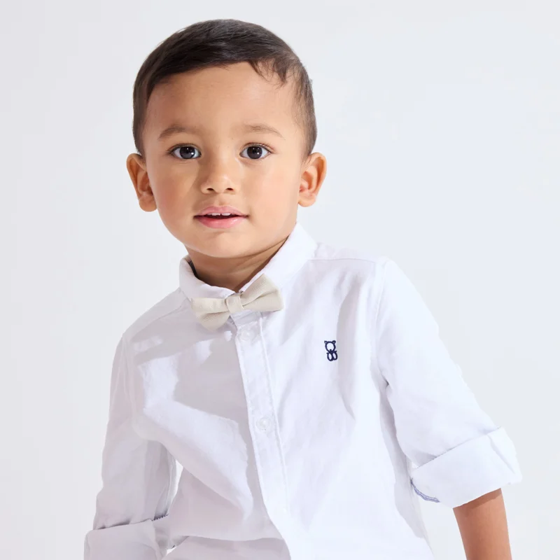 Chemise manches retroussables coton blanc bébé garçon Blanc
