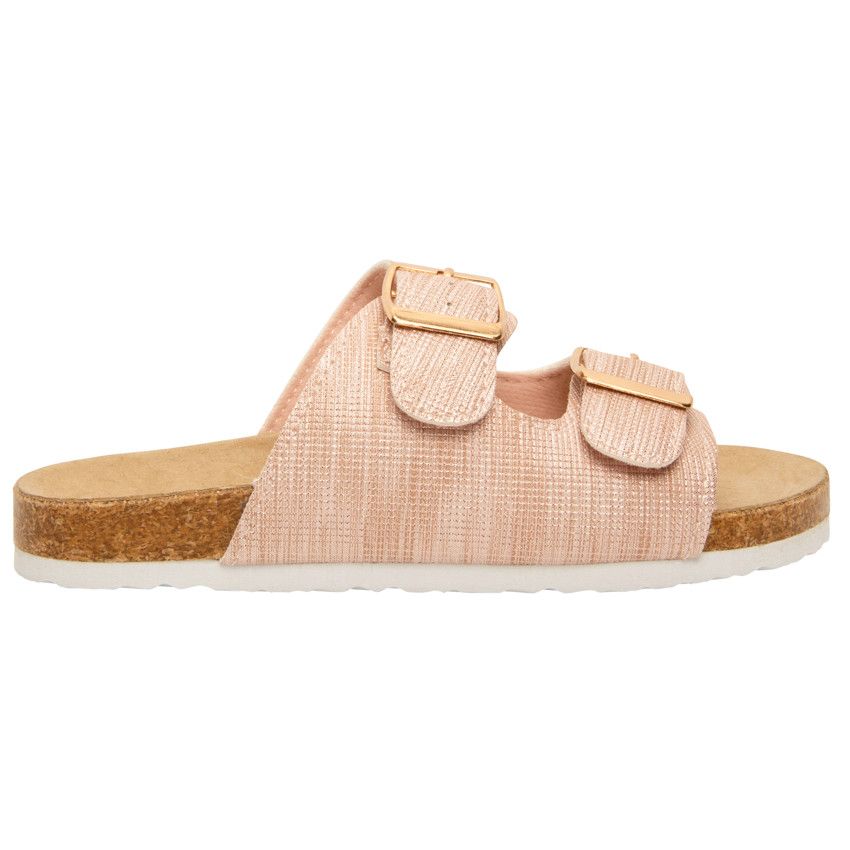 Sandales roses à double boucles pour fille - Rose