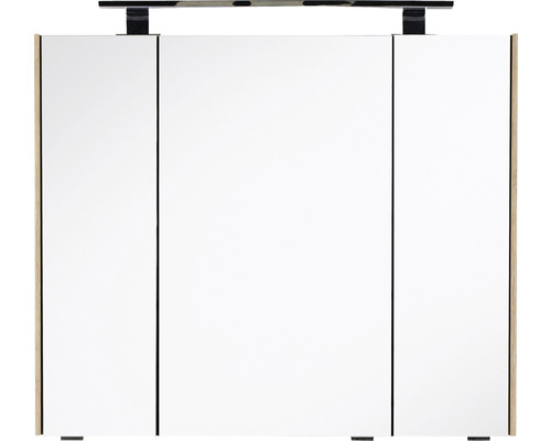 LED spiegelkast Marlin, 82 cm breed, met 3 deuren, eiken