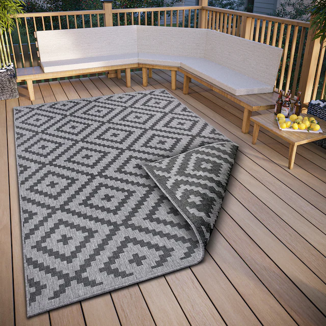 my home Teppich »Ronda  Wendeteppich« rechteckig 5 mm Höhe Sisal-Optik, Flachgewebe, In-  und Outdoor, geometrisches Boho Design