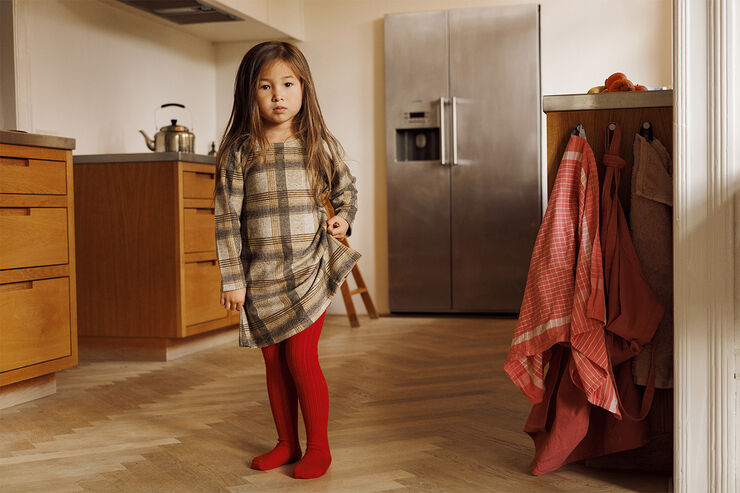 mpKids Wool rib tights Tomato