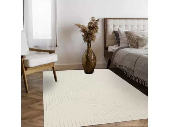 Tapis intérieur extérieur 200x280 en relief ARC6EL Crème ton sur ton