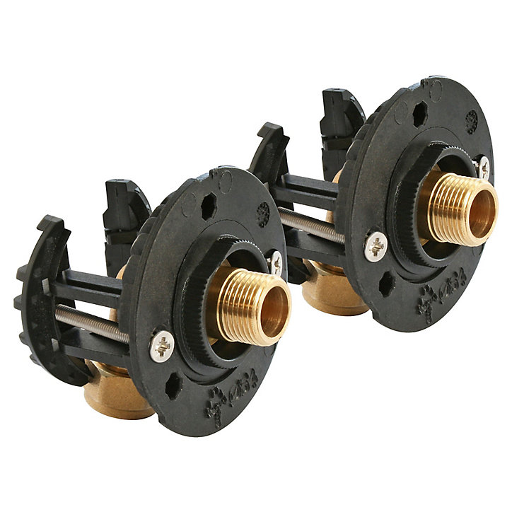 Fixation pour robinetterie Lavabo pour PER Ø16 raccord à compression sortie mâle 12/17 (3/8