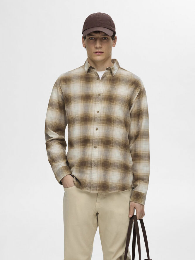 Selected Homme SLHSLIMOWEN-FLANNEL SHIRT LS NOOS Oatmeal/egret