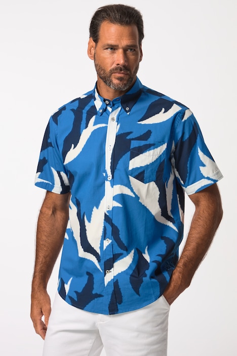 Hemd, Halbarm, Allover-Print, Buttondown-Kragen, Modern Fit, bis 8 XL
