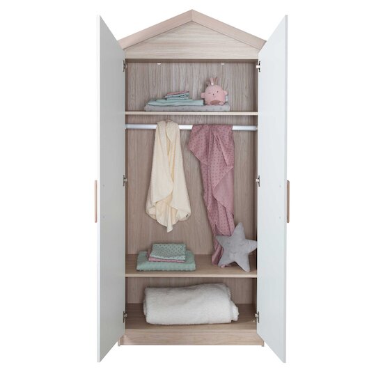 Cabane Armoire 2 Portes   Blanc / Bois        de               Roba