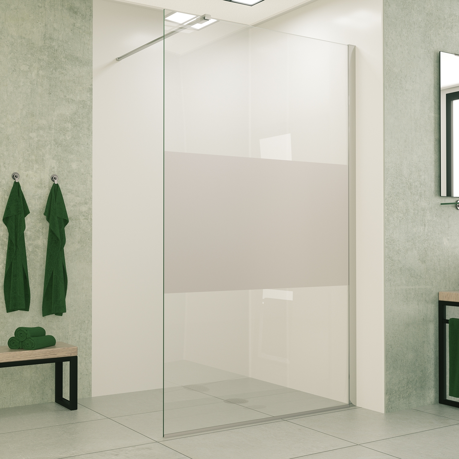 Mueller Slimline inloopdouche 120cm schaamband anti-kalk inclusief chroom profiel & stang