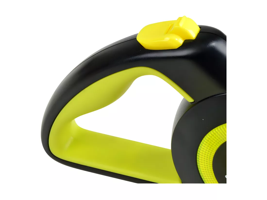 Laisse rétractable en plastique pour chein de 15 kg max - Jaune/Noir - Taille S (3m)