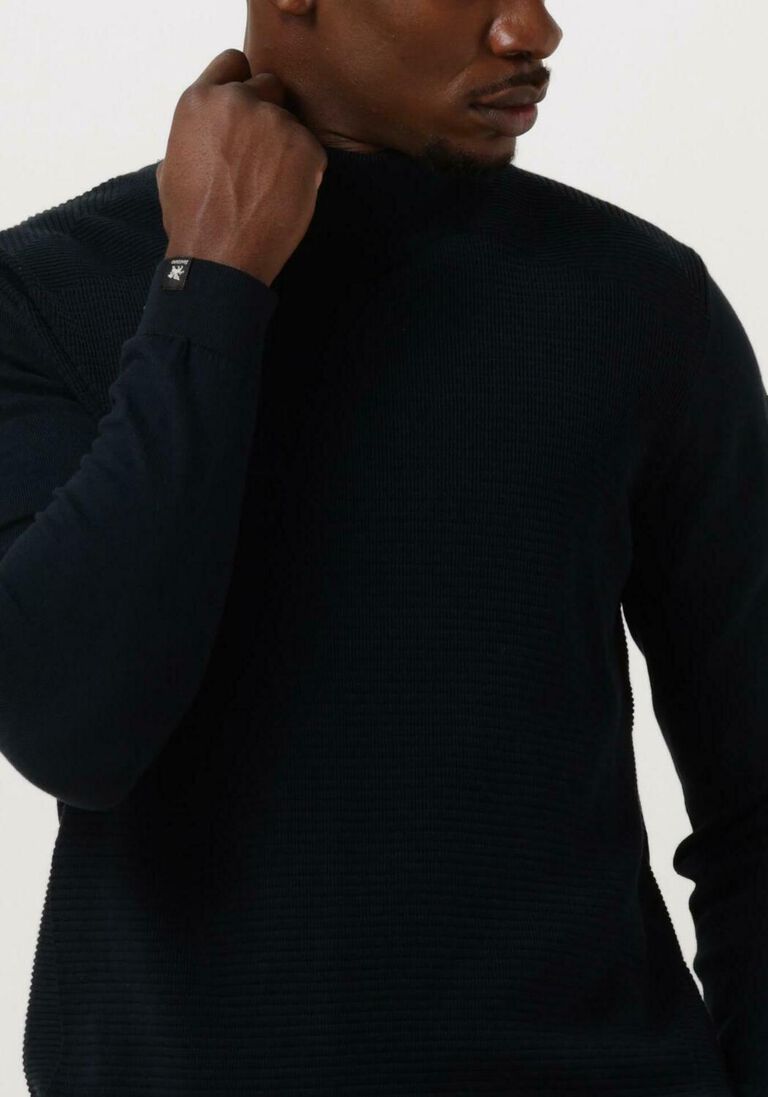 VANGUARD donkerblauwe vanguard coltrui roll neck pima cotton