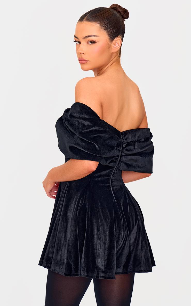 Noir Combi-short Premium En Velours Avec Nœud Surdimensionné