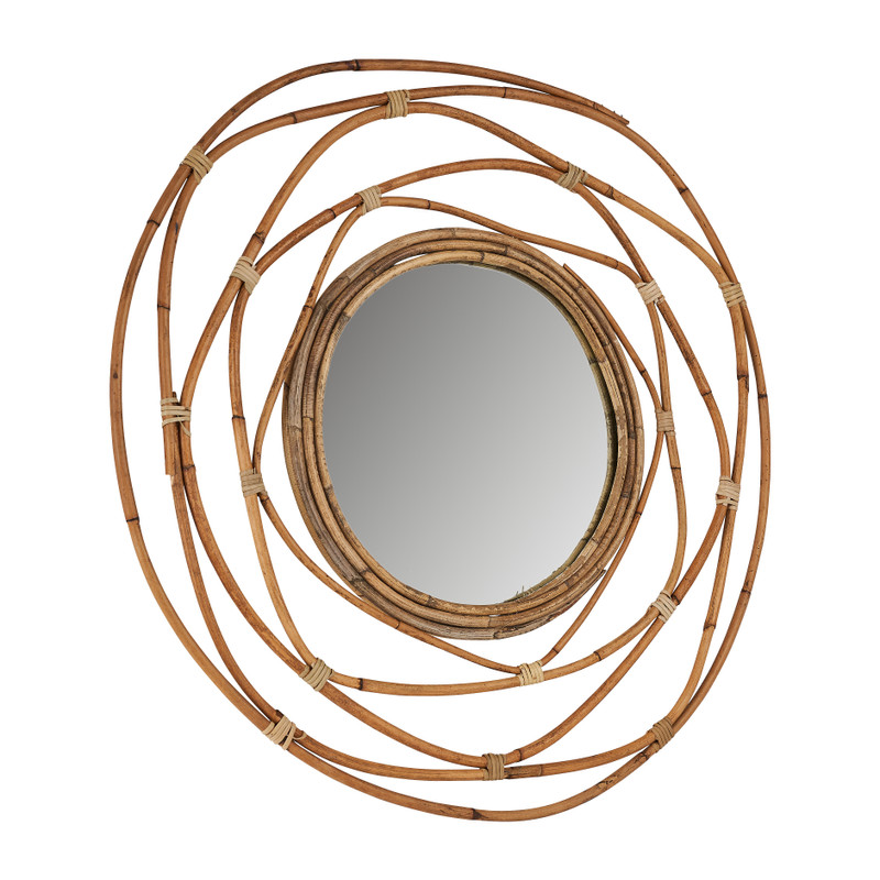Spiegel met rotan lijst - ø60 cm